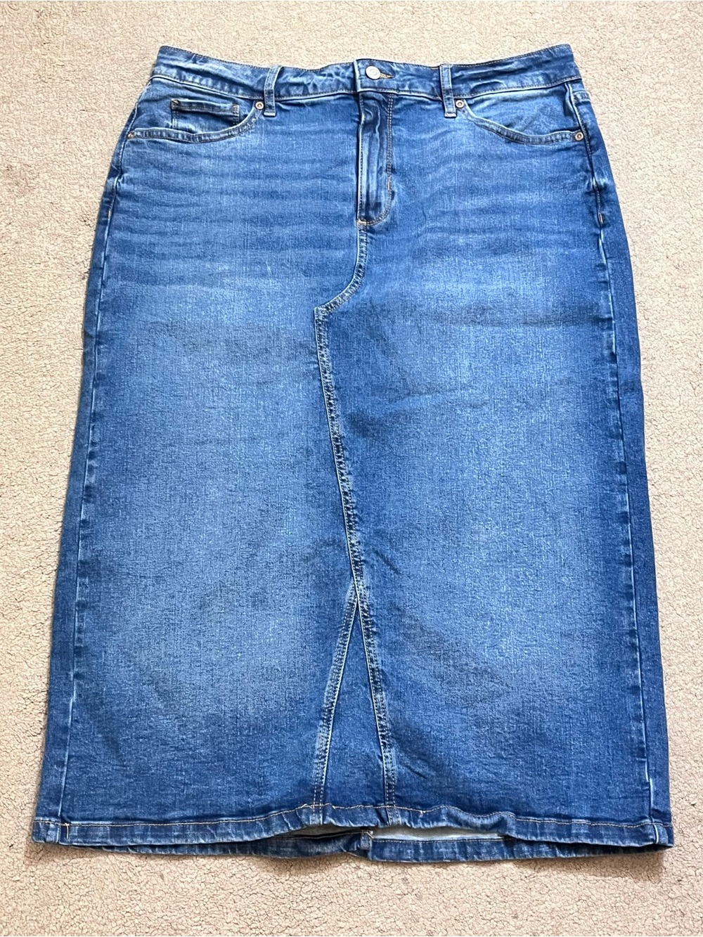 Sonoma Womenâs 16 Light Blue Stretch Denim Pencil Skirt 5-Pocket Midi